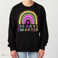 100th Day Of School Teacher rainbow 100 Days Smarter Women's Sweatshirt thumb 0