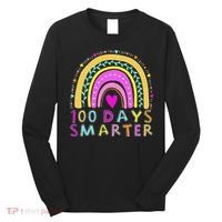 100th Day Of School Teacher rainbow 100 Days Smarter Long Sleeve Shirt thumb 0