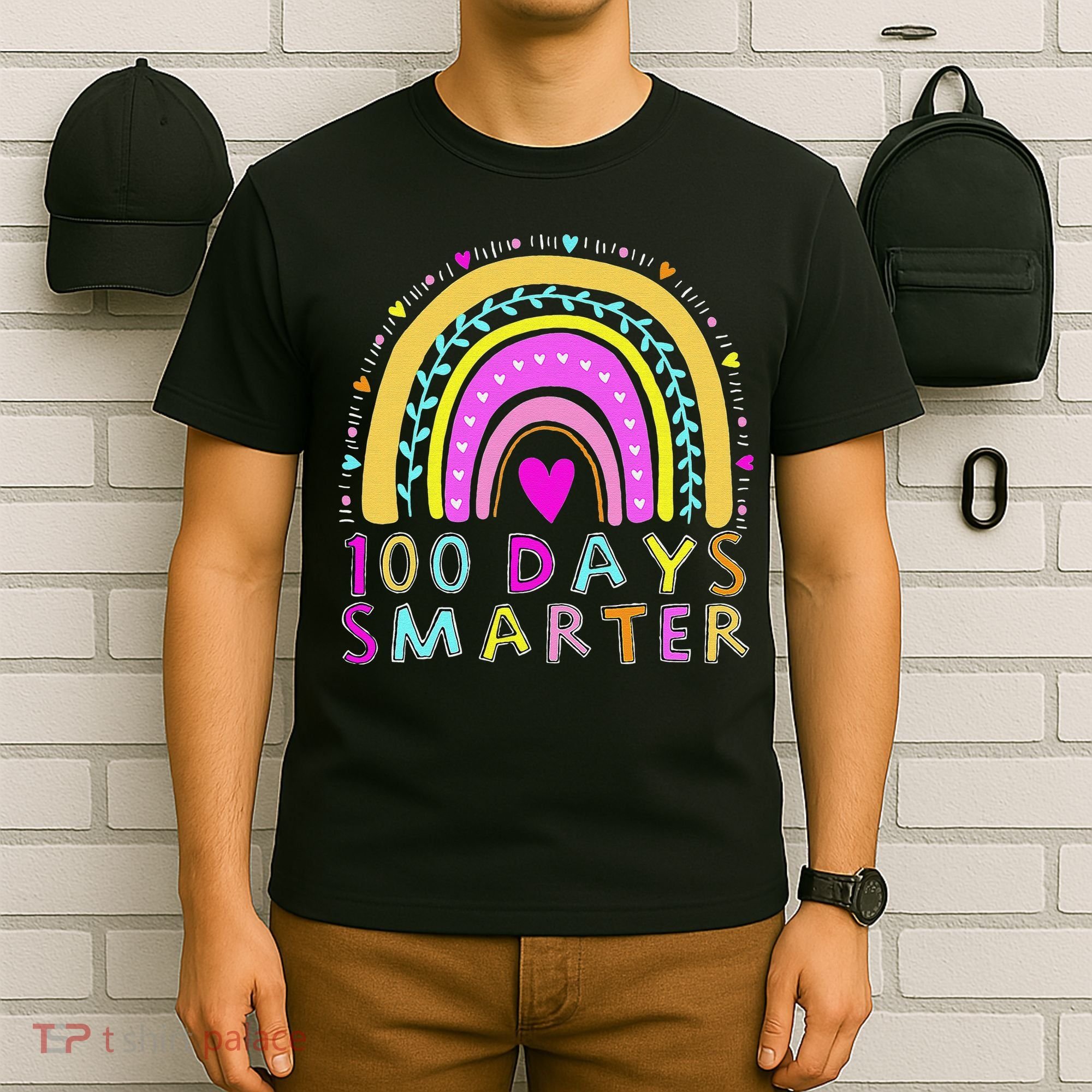 100th Day Of School Teacher rainbow 100 Days Smarter T-Shirt
