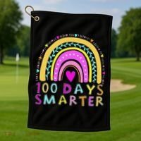 100th Day Of School Teacher rainbow 100 Days Smarter Golf Towel thumb 1
