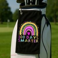 100th Day Of School Teacher rainbow 100 Days Smarter Golf Towel thumb 2