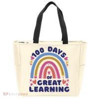 100 Days Of Great Learning School Rainbow Tote Bag thumb 0