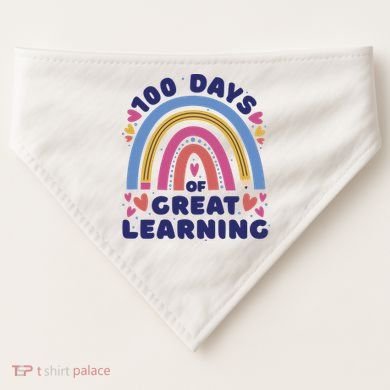 100 Days Of Great Learning School Rainbow USA-Made Doggie Bandana