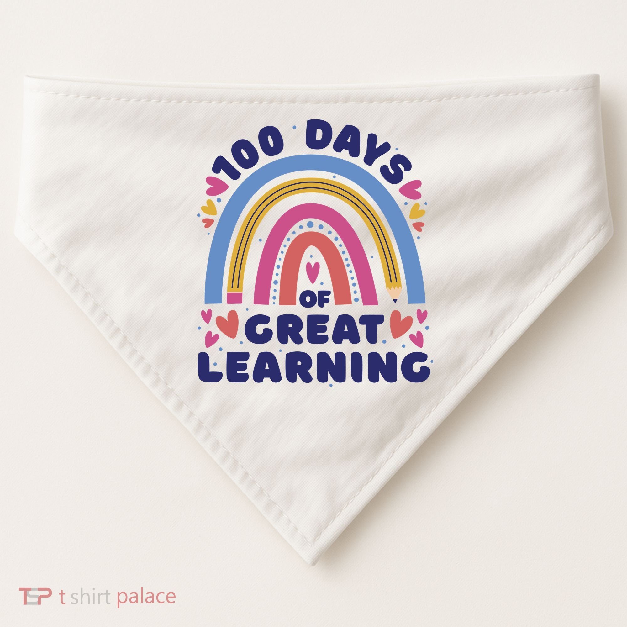 100 Days Of Great Learning School Rainbow USA-Made Doggie Bandana