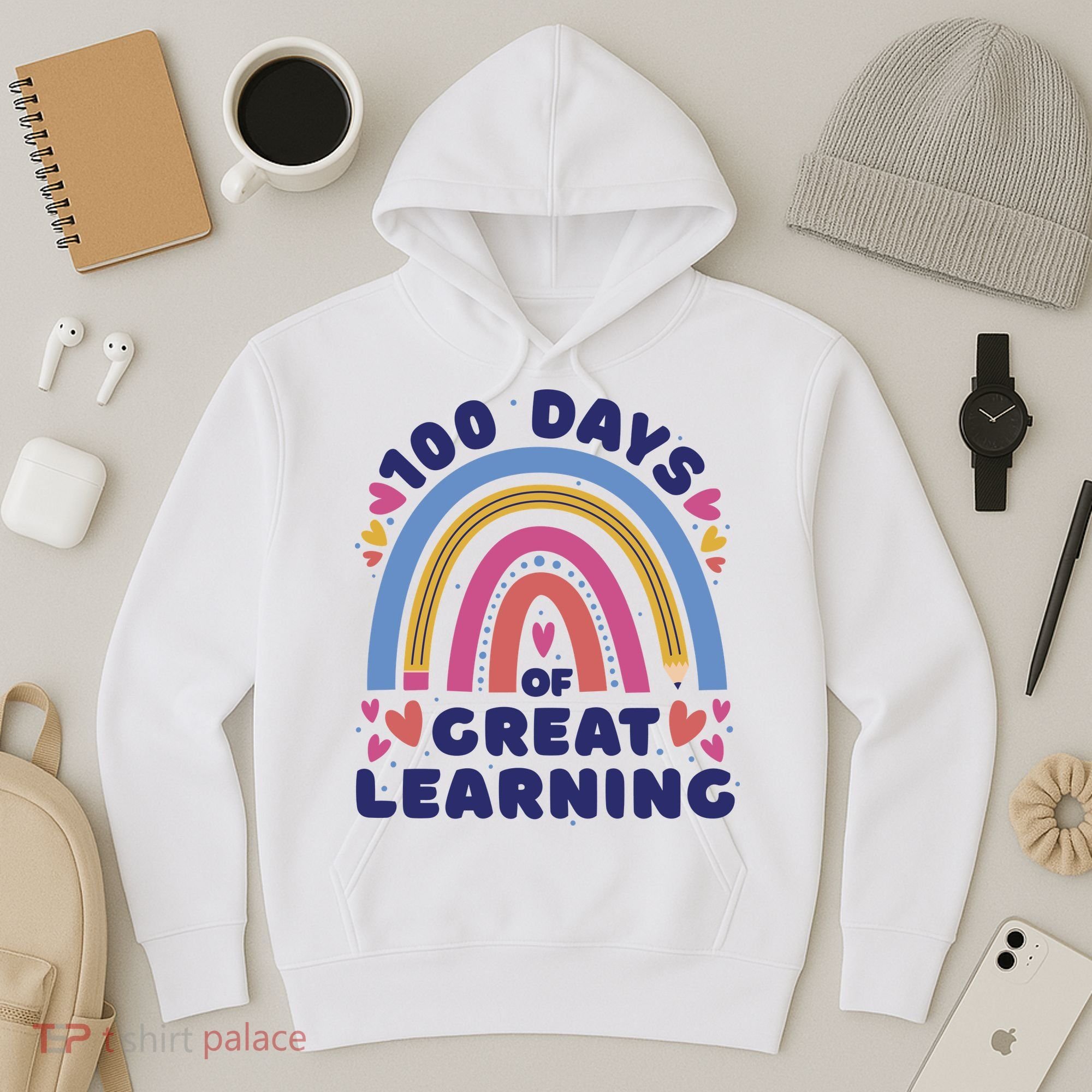 100 Days Of Great Learning School Rainbow Hoodie