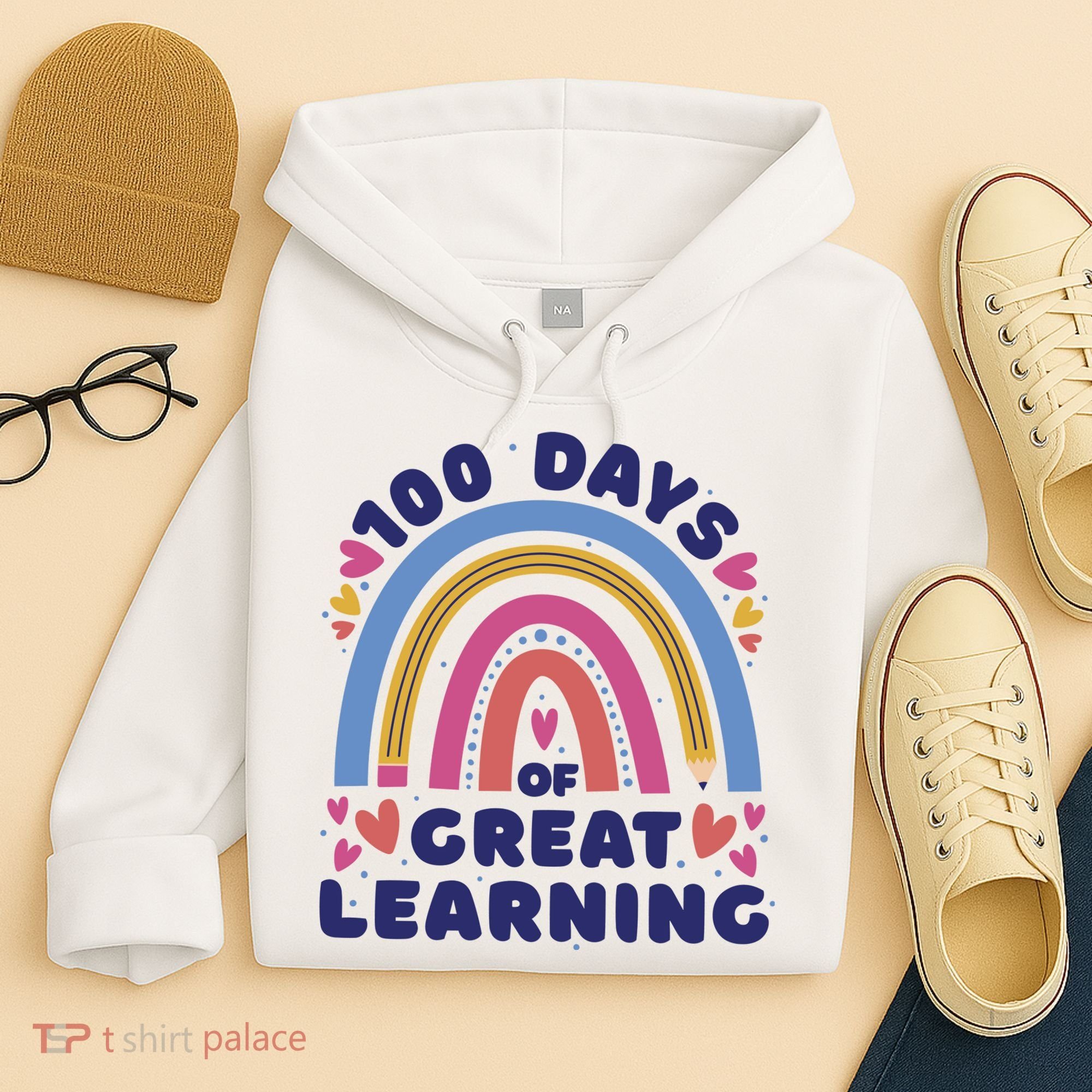 100 Days Of Great Learning School Rainbow Hoodie