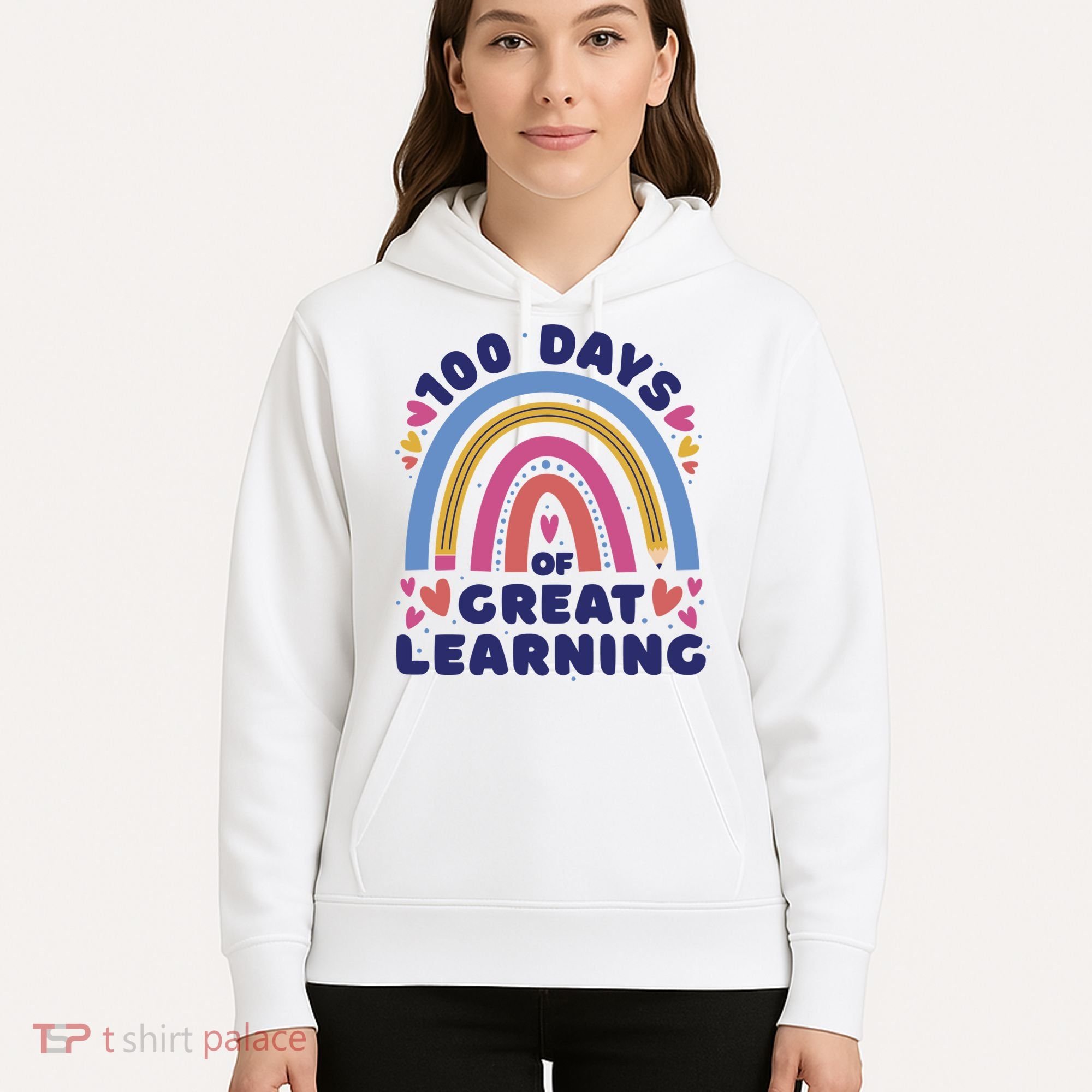 100 Days Of Great Learning School Rainbow Hoodie