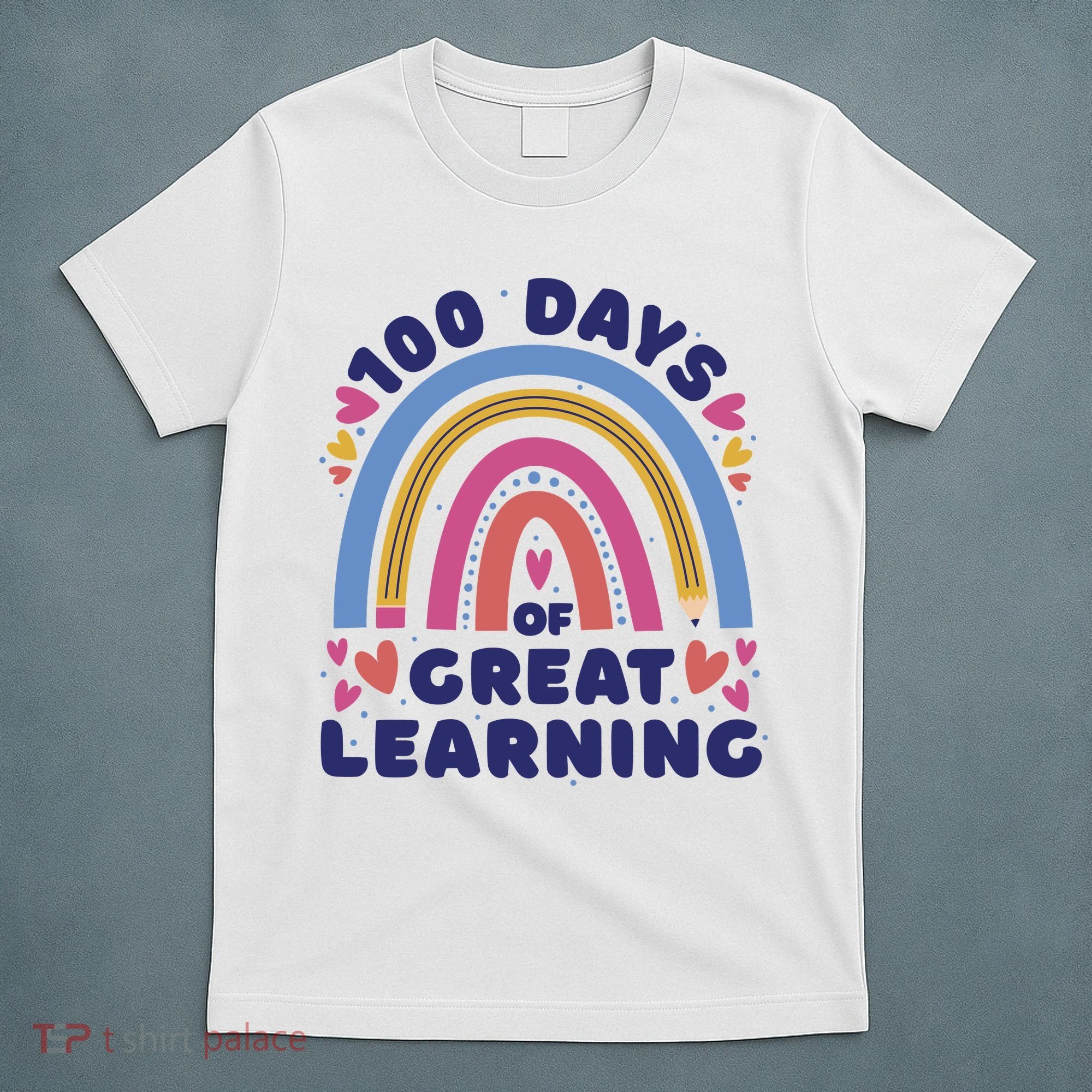 100 Days Of Great Learning School Rainbow T-Shirt