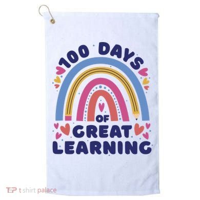 100 Days Of Great Learning School Rainbow Golf Towel