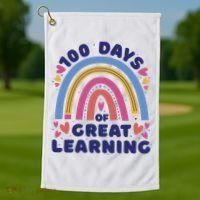 100 Days Of Great Learning School Rainbow Golf Towel thumb 1
