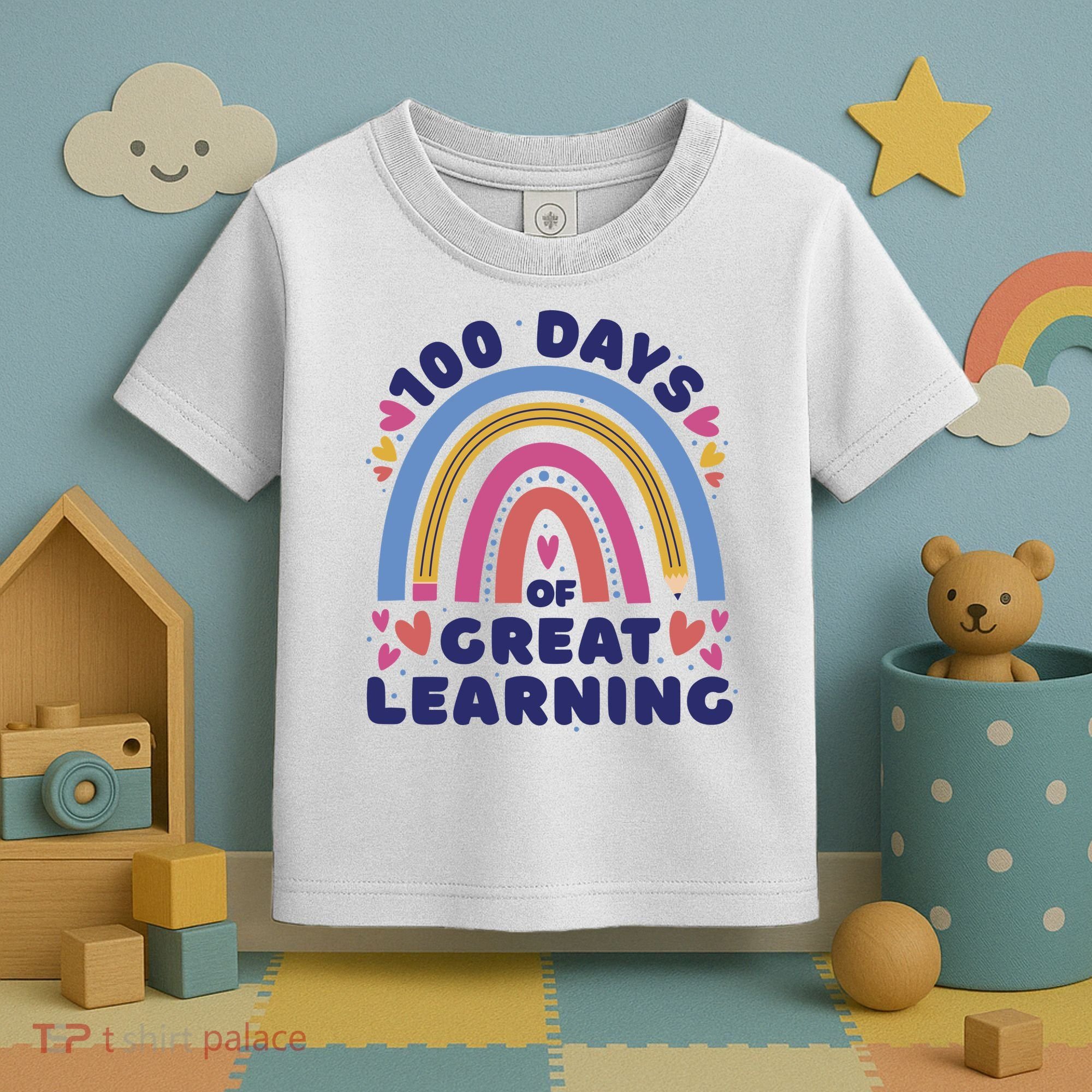 100 Days Of Great Learning School Rainbow Toddler T-Shirt
