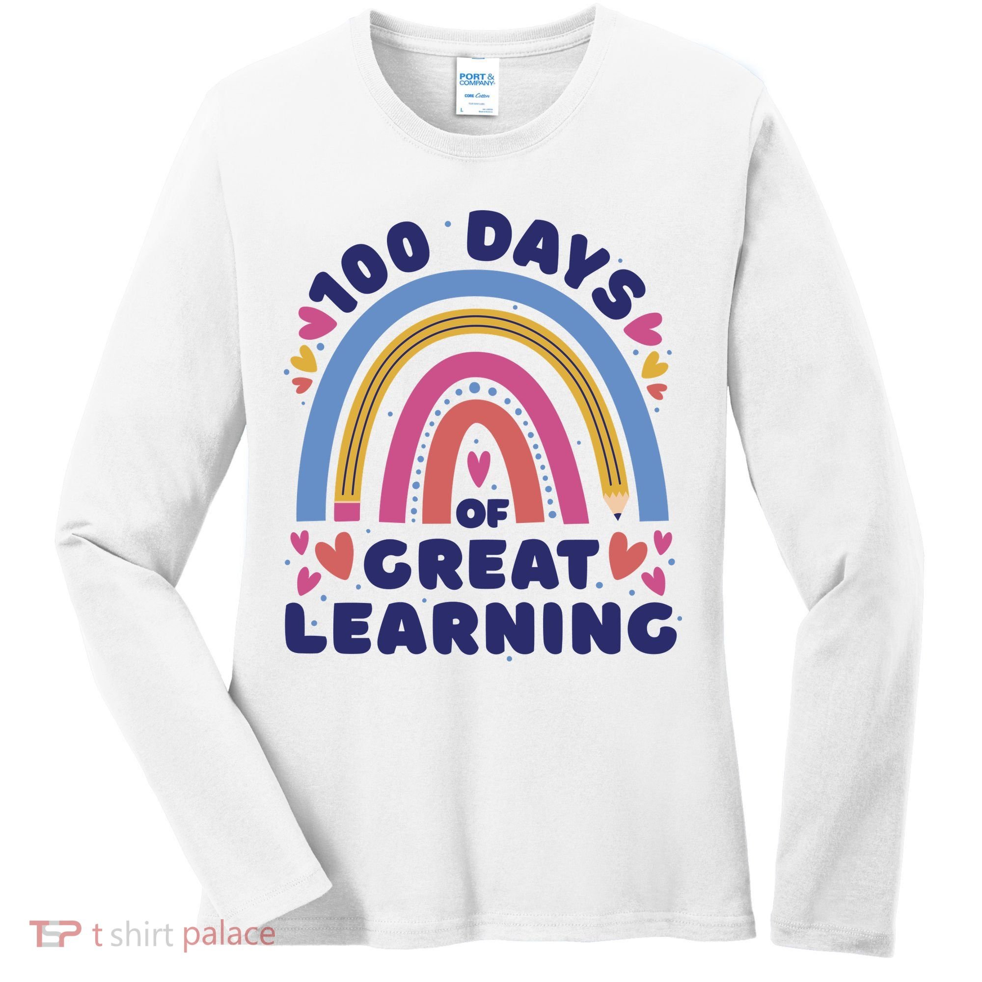 100 Days Of Great Learning School Rainbow Women's Long Sleeve Shirt