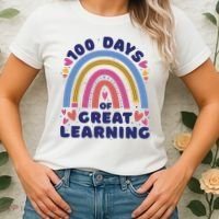 100 Days Of Great Learning School Rainbow Women's T-Shirt thumb 2