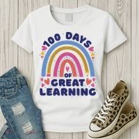 100 Days Of Great Learning School Rainbow Women's T-Shirt thumb 3