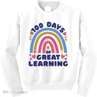 100 Days Of Great Learning School Rainbow Kids Sweatshirt thumb 0