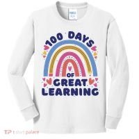 100 Days Of Great Learning School Rainbow Kids Long Sleeve Shirt thumb 0