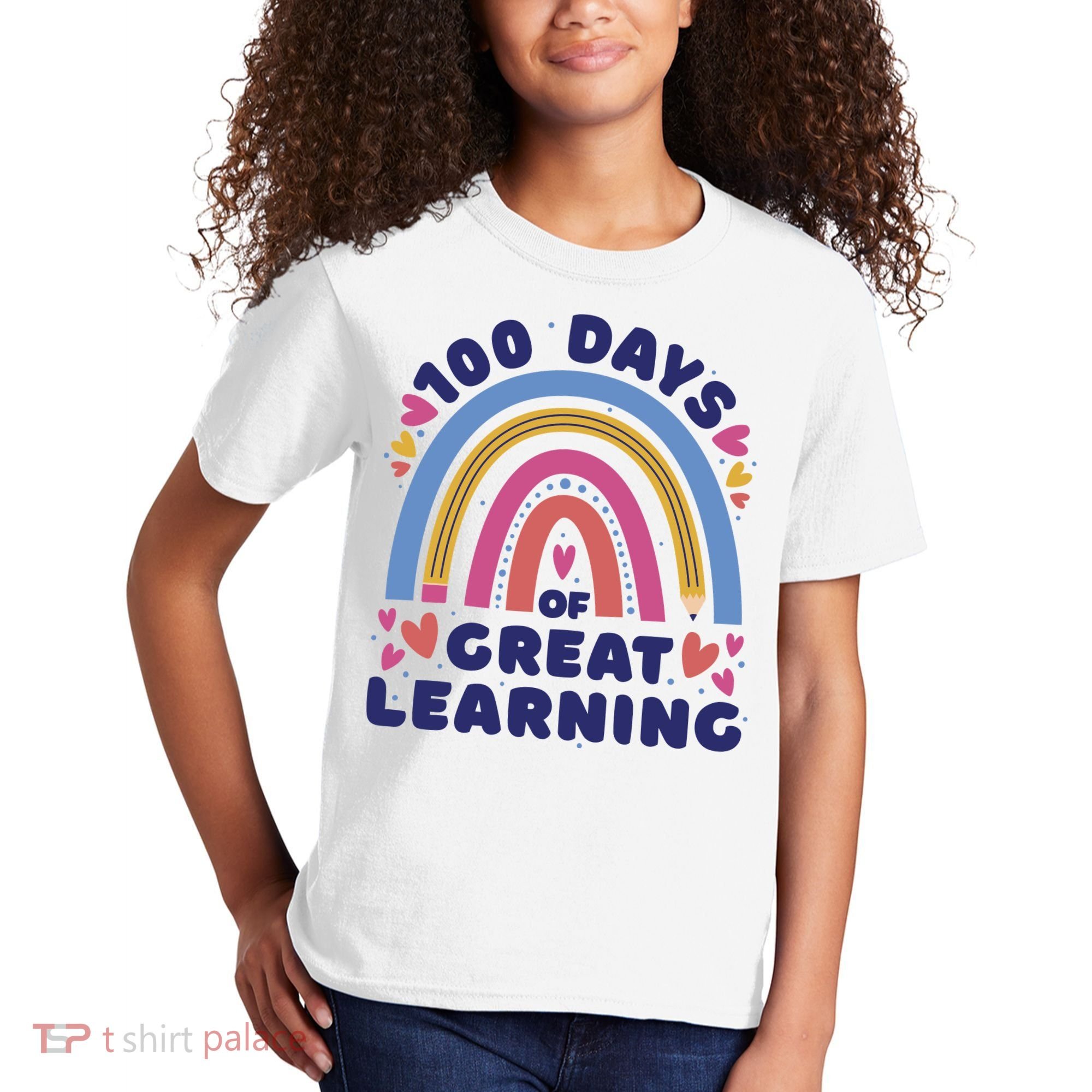 100 Days Of Great Learning School Rainbow Kids T-Shirt