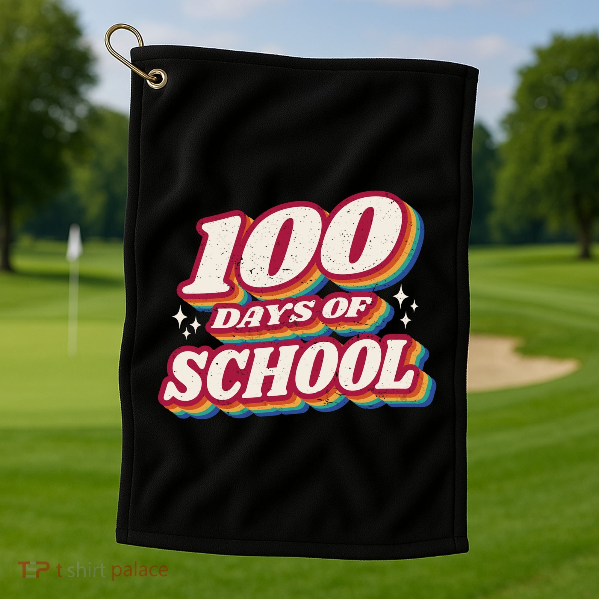 100 Days Of School Retro Golf Towel