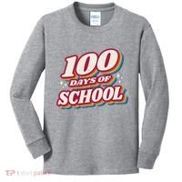 100 Days Of School Retro Kids Long Sleeve Shirt thumb 0