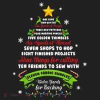 12 Days Of Christmas Funny Quilting Sewing Xmas Tree Lights Beanie thumb 2
