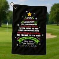 12 Days Of Christmas Funny Quilting Sewing Xmas Tree Lights Golf Towel thumb 1