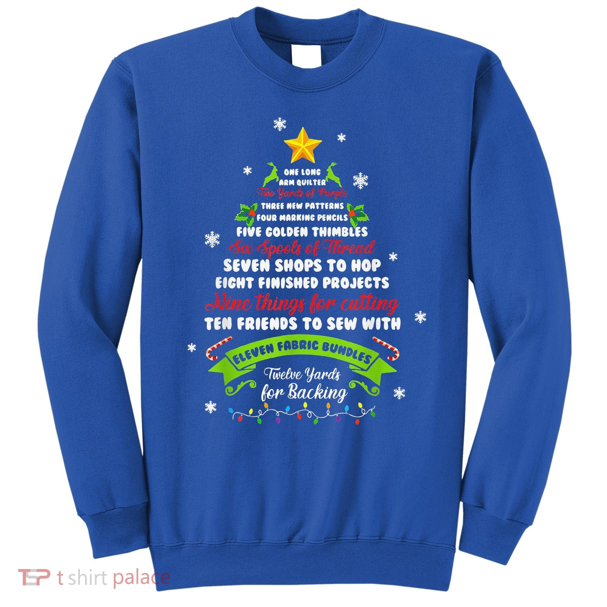 12 Days Of Christmas Funny Quilting Sewing Xmas Tree Lights Sweatshirt
