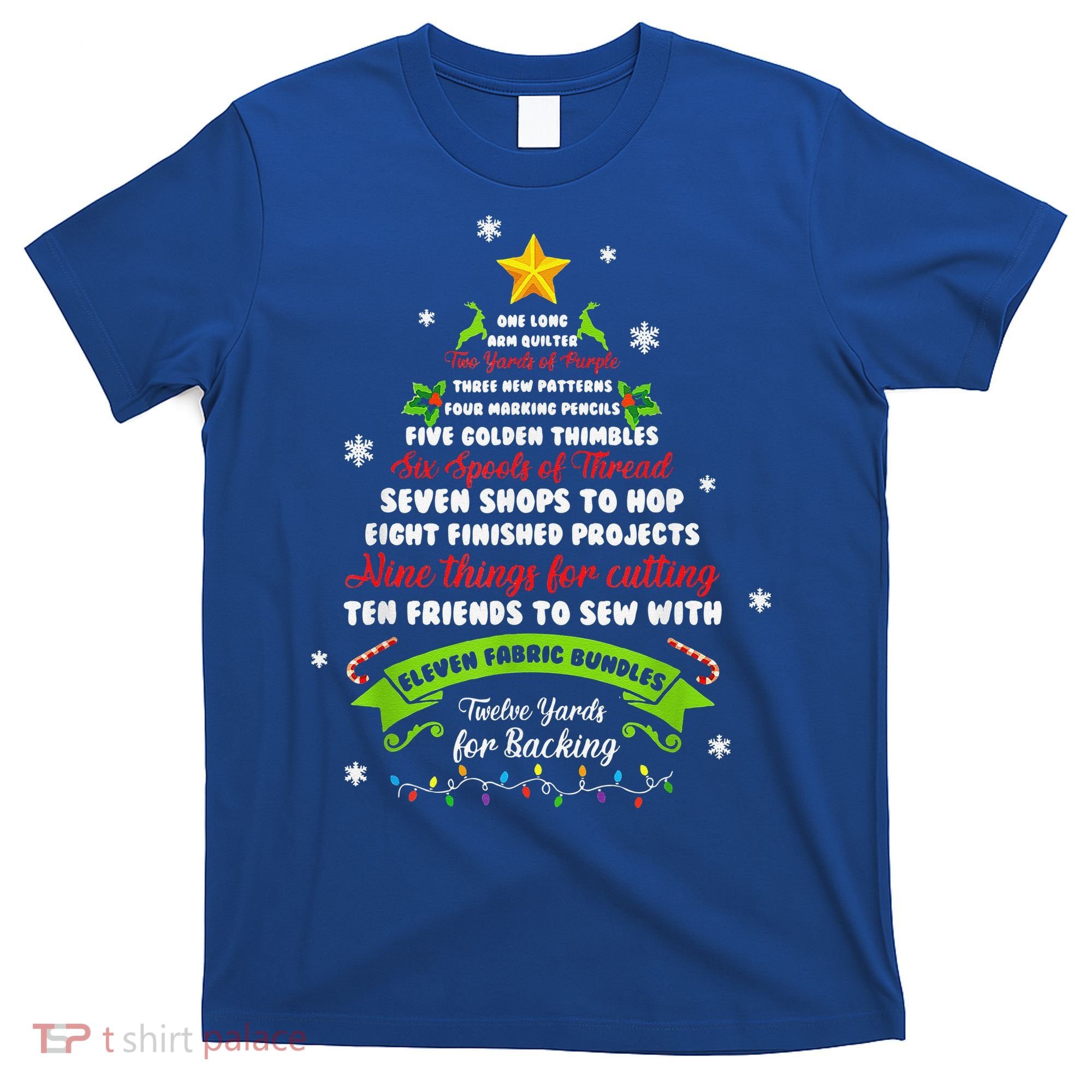 12 Days Of Christmas Funny Quilting Sewing Xmas Tree Lights T-Shirt