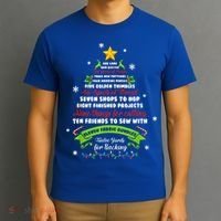 12 Days Of Christmas Funny Quilting Sewing Xmas Tree Lights T-Shirt thumb 3