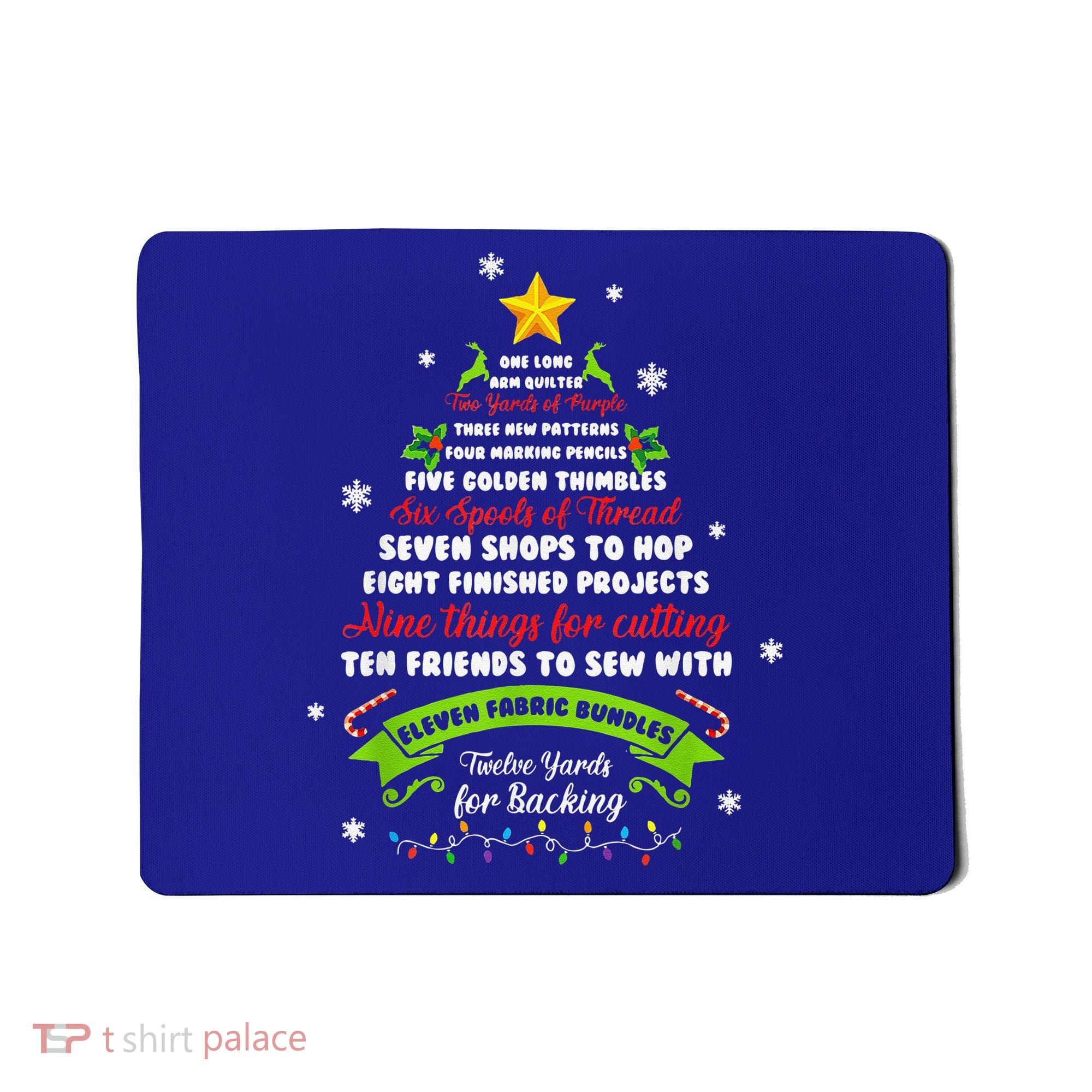 12 Days Of Christmas Funny Quilting Sewing Xmas Tree Lights Mousepad
