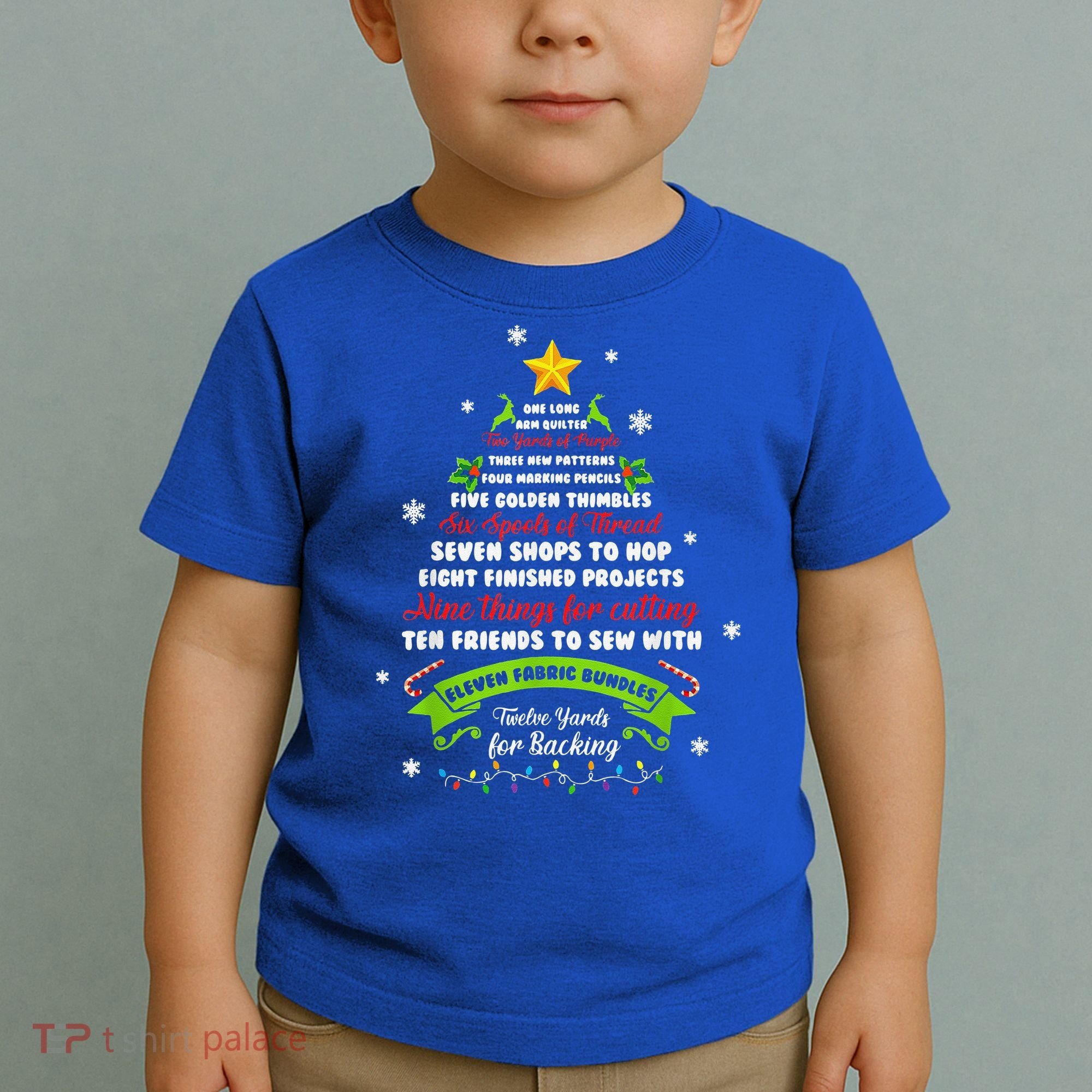 12 Days Of Christmas Funny Quilting Sewing Xmas Tree Lights Toddler T-Shirt