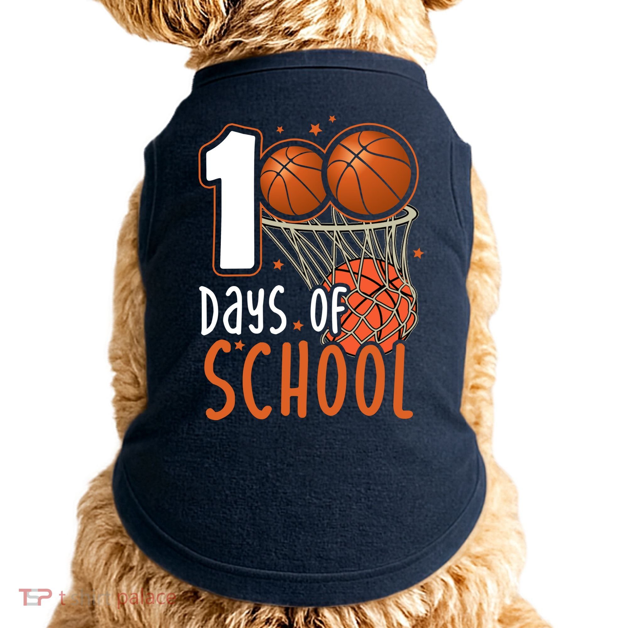 100 Days Of School Basketball Doggie Tank