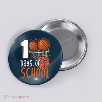 100 Days Of School Basketball Button