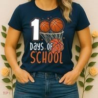 100 Days Of School Basketball Women's T-Shirt thumb 2