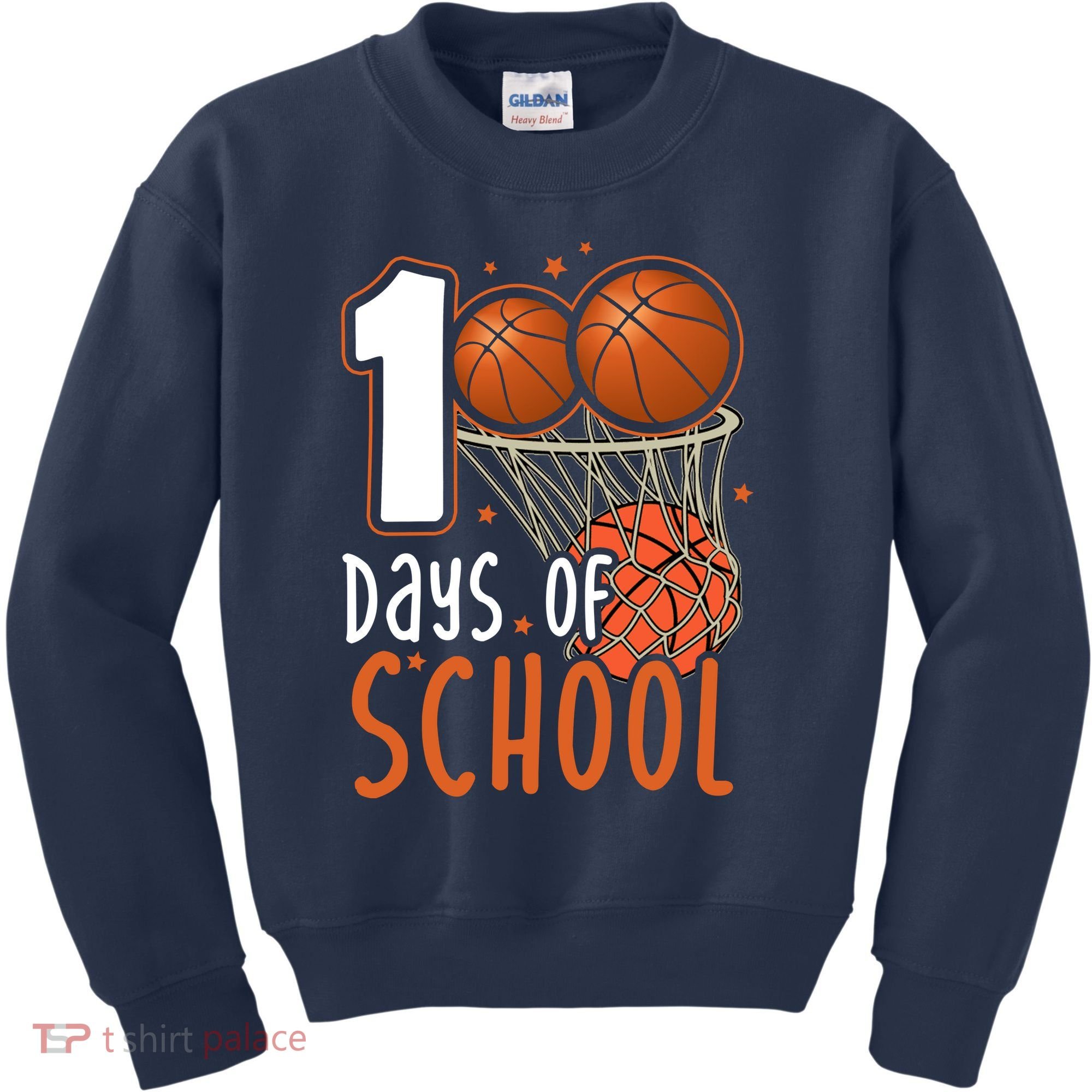 100 Days Of School Basketball Kids Sweatshirt