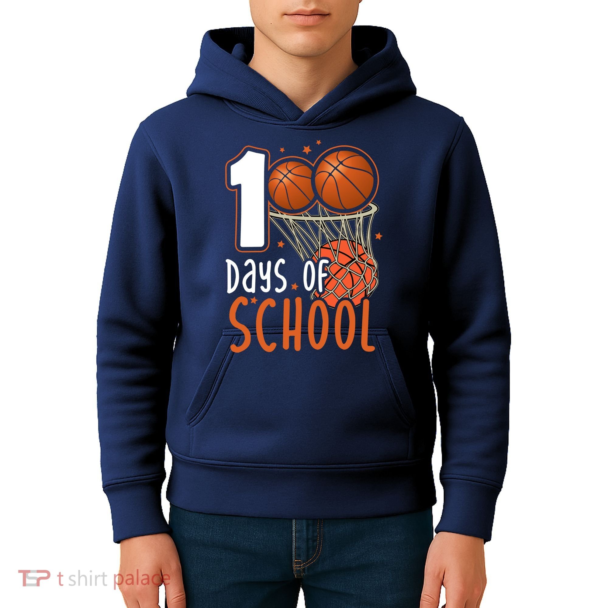 100 Days Of School Basketball Kids Hoodie