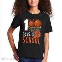 100 Days Of School Basketball Kids T-Shirt thumb 2