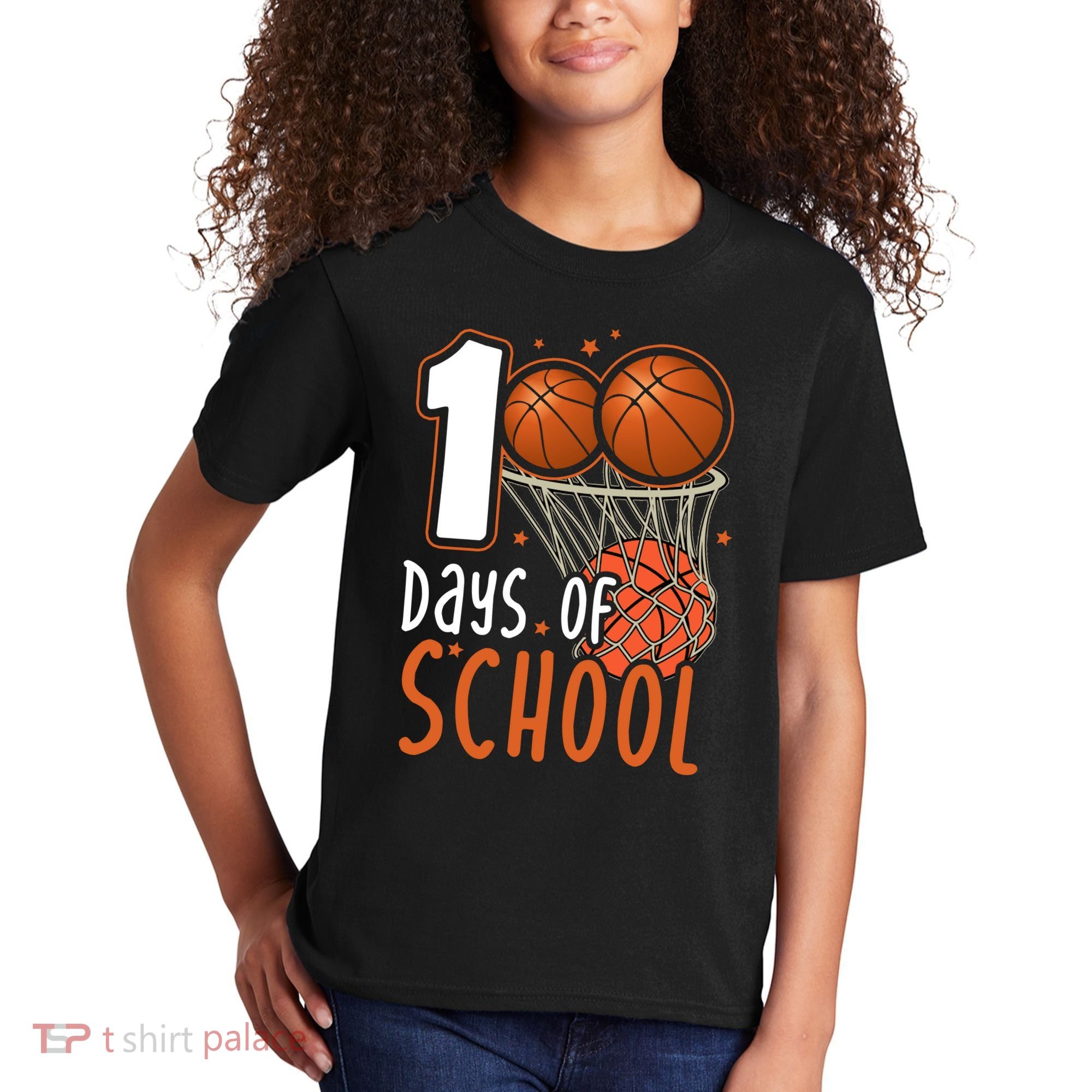 100 Days Of School Basketball Kids T-Shirt