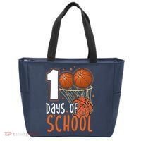 100 Days Of School Basketball Tote Bag thumb 0