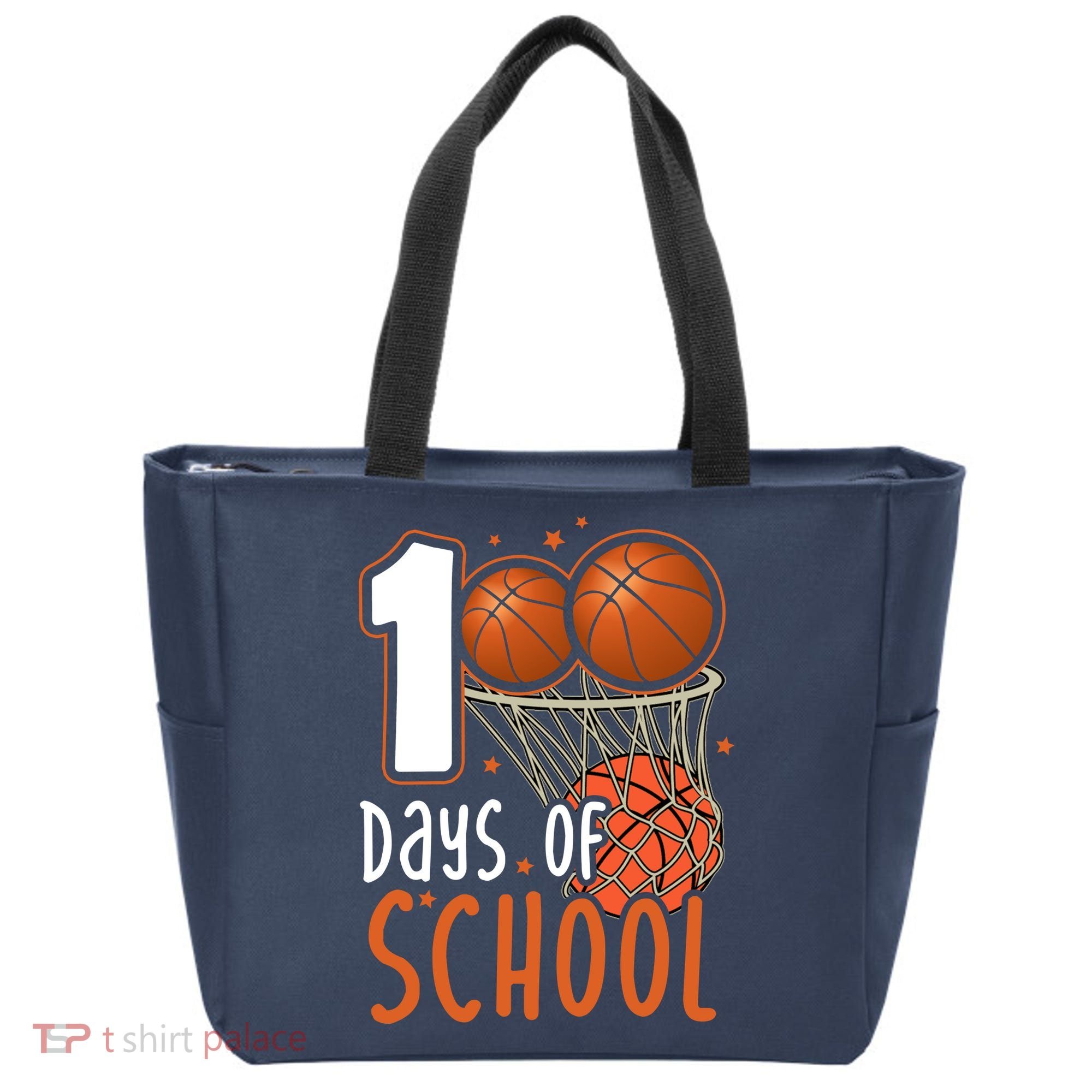 100 Days Of School Basketball Tote Bag