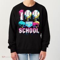 100 Days Of School 100th Day Ice Cream Drip Baseball Women's Sweatshirt thumb 0