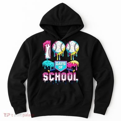 100 Days Of School 100th Day Ice Cream Drip Baseball Hoodie