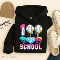 100 Days Of School 100th Day Ice Cream Drip Baseball Hoodie thumb 4