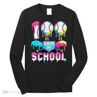 100 Days Of School 100th Day Ice Cream Drip Baseball Long Sleeve Shirt thumb 0