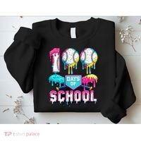 100 Days Of School 100th Day Ice Cream Drip Baseball Sweatshirt thumb 2