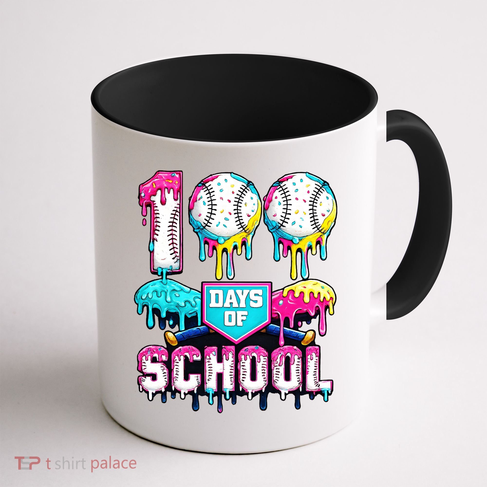 100 Days Of School 100th Day Ice Cream Drip Baseball Coffee Mug