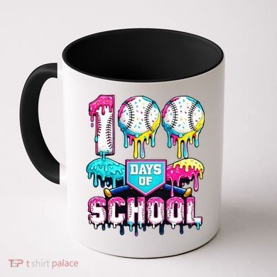 100 Days Of School 100th Day Ice Cream Drip Baseball Coffee Mug