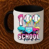 100 Days Of School 100th Day Ice Cream Drip Baseball Coffee Mug thumb 2