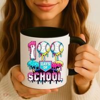 100 Days Of School 100th Day Ice Cream Drip Baseball Coffee Mug thumb 3