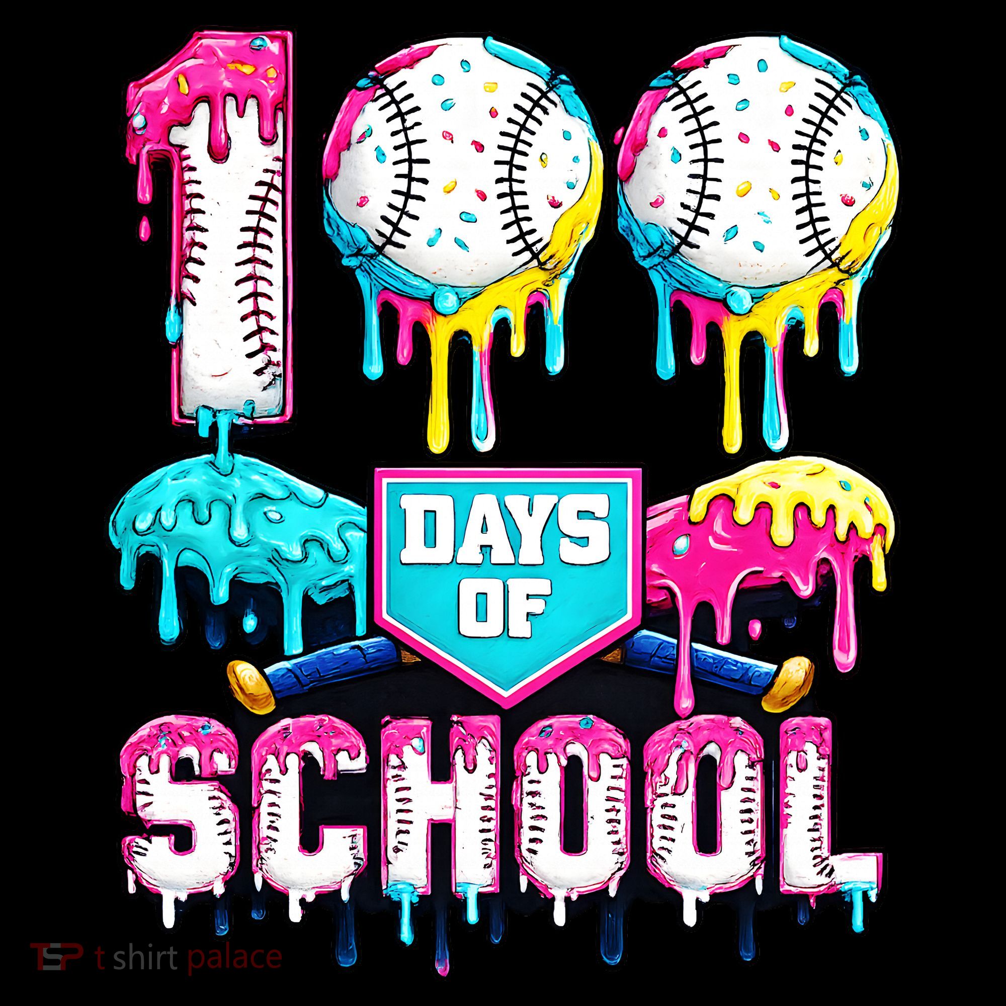 100 Days Of School 100th Day Ice Cream Drip Baseball Coffee Mug
