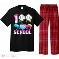 100 Days Of School 100th Day Ice Cream Drip Baseball Pajama Set thumb 0